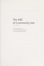 Front cover of The ABC of community law by Klaus-Dieter Borchardt