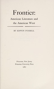 Cover of Frontier by Edwin Fussell