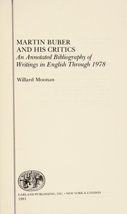 Front cover of Martin Buber and his critics by Willard Moonan