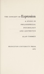 Front cover of The concept of expression by Alan Tormey