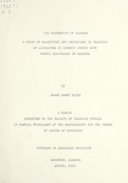 Cover of A study of objectives and procedures in teaching of literature in seventy junior high school classrooms in Alberta by Eldon Henry Bliss