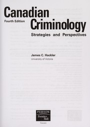 Front cover of Canadian criminology by James Courtland Hackler