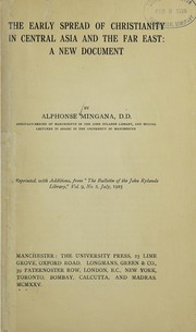 Cover of The early spread of Christianity in central Asia and the Far East by Alphonse Mingana