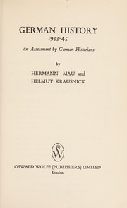 Front cover of German history, 1933-45 by Hermann Mau