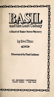 Front cover of Basil and the Lost Colony by Eve Titus