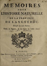 Cover of Memoires pour l'histoire naturelle de la province de Languedoc by Jean Astruc