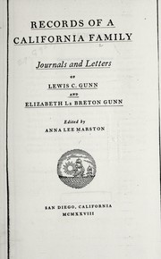 Front cover of Records of a California family by Lewis C. Gunn