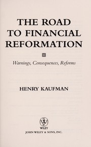 Cover of The road to financial reformation by Henry Kaufman