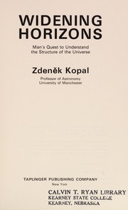Front cover of Widening horizons by Zdeněk Kopal