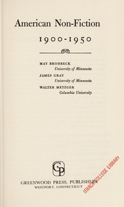 Front cover of American non-fiction, 1900-1950 by May Brodbeck