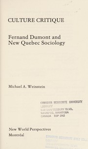 Cover of Culture critique by Michael A. Weinstein