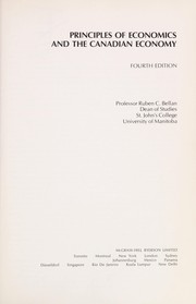Front cover of Principles of economics and the Canadian economy by Ruben C. Bellan