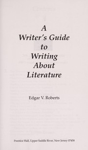 Front cover of A writer's guide to writing about literature by Edgar V. Roberts