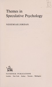 Front cover of Themes in speculative psychology by Nehemiah Jordan