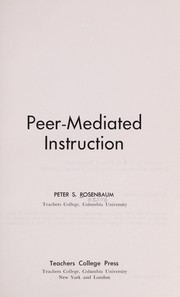Cover of Peer-mediated instruction by Peter S. Rosenbaum