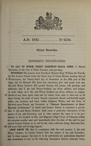 Front cover of Specification of Henry Stothert by Henry Stothert