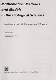 Cover of Mathematical methods and models in the biological sciences by Martin Eisen