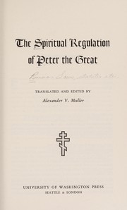 Front cover of The spiritual regulation of Peter the Great by Russia.
