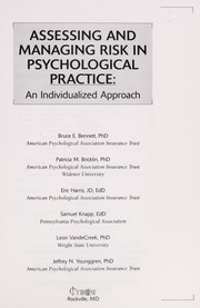 Cover of Assessing and managing risk in psychological practice by Bruce E. Bennett