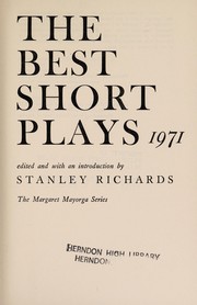 Front cover of Best short plays 1971 by Stanley Richards