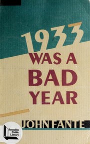 Front cover of 1933 was a bad year by John Fante