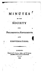 Cover of Minutes of the Society for Philosophical Experiments and Conversations by Society for Philosophical Experiments and Conversations