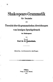 Front cover of Shakespeare-grammatik für Deutsche by Karl Deutschbein
