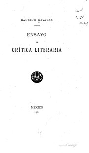 Front cover of Ensayo de crítica literaria by Balbino Dávalos