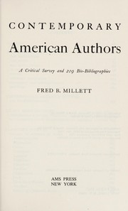 Front cover of Contemporary American authors by Fred Benjamin Millett
