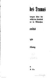 Front cover of Von der absicht des dramas by Jocza Savits