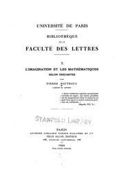 Cover of L'imagination et les mathématiques: selon Descartes by Pierre ( Boutroux