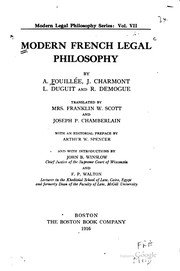 Cover of Modern French legal philosophy by Alfred Fouillée