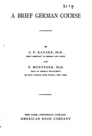 Front cover of A brief German course by Carl Friedrich Kayser 