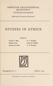 Cover of Studies in ethics by Charles V. Blatz