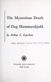 Front cover of The mysterious death of Dag Hammarskjold by Arthur L. Gavshon