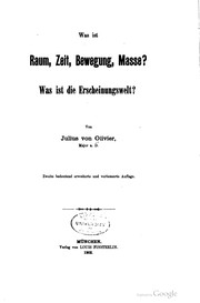 Front cover of Was ist Raum, Zeit, Bewegung, Masse? by Julius von Olivier