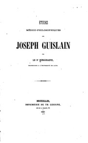 Front cover of Études médico-philosophiques sur Joseph Guislain by Adolphe Burggraeve