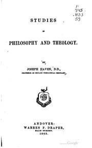 Front cover of Studies in philosophy & theology by Joseph Haven