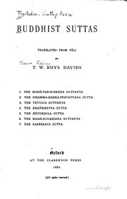 Front cover of Buddhist suttas by Thomas William Rhys Davids