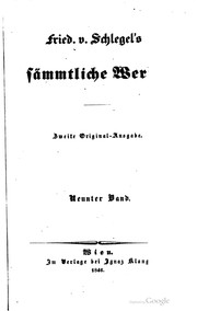 Front cover of Sämmtliche Werke by Friedrich von Schlegel