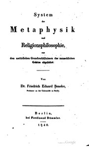 Cover of System der metaphysik und religionsphilosophie by Friedrich Eduard Beneke