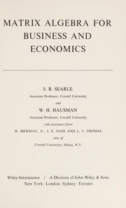 Front cover of Matrix algebra for business and economics by S. R. Searle