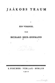 Front cover of Jaákobs Traum by Richard Beer-Hofmann