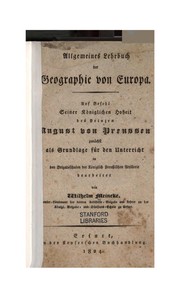 Front cover of Allgemeines Lehrbuch der Geographie von Europa by L. Wilhelm Meineke