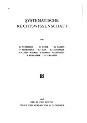 Cover of Systematische Rechtswissenschaft by Rudolf Stammler