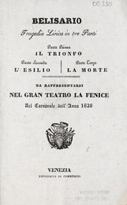 Front cover of Belisario by Gaetano Donizetti