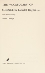 Front cover of The vocabulary of science by Lancelot Thomas Hogben