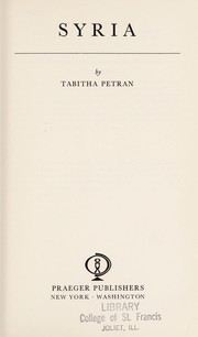 Cover of Syria by Tabitha Petran