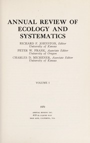 Cover of Annual Review of Ecology and Systematics by Richard F. Johnston