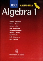 Front cover of Algebra 1 , California Edition by Edward B. Burger